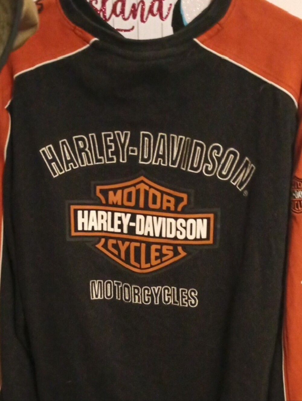 Harley-Davidson Black and Orange Crewneck Sweater